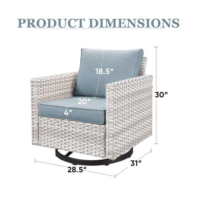 2 Pieces Outdoor Swivel Chairs with Thick Cushions