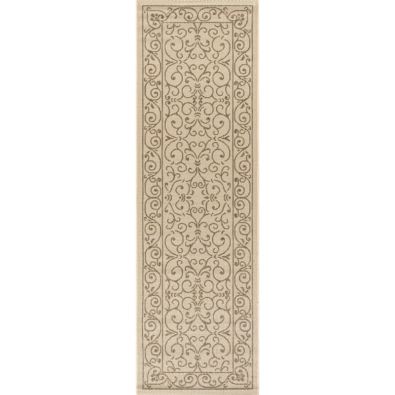 JONATHAN Y Filigree Textured Weave Indoor/Outdoor Area Rug - 2 X 8 - Beige/Brown