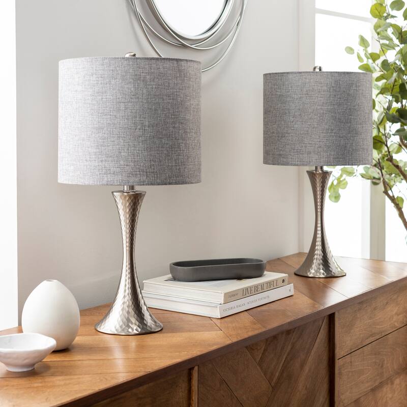 Artistic Weavers Liling Traditional Nickel Table Lamp Set (Set of 2) - 24"H x 12"W x 12"D