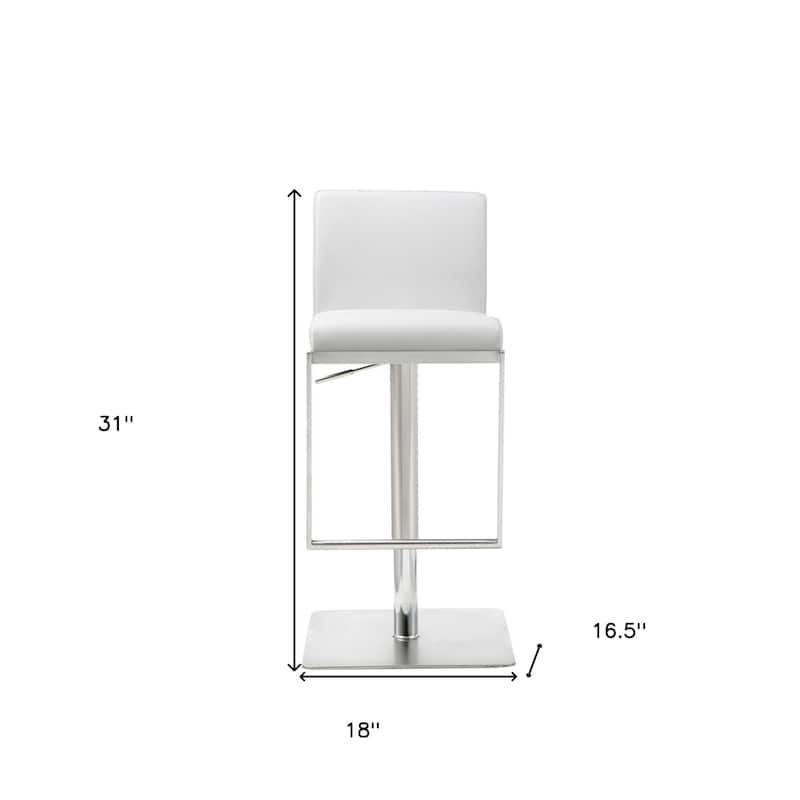 Small Contemporary Faux Leather Bar Stool with Upholstery Adjustable and Footrest Support - 18"L X 16.5"W X 31-41"H