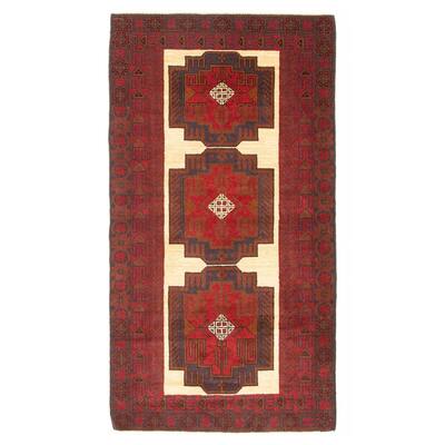 ECARPETGALLERY Hand-knotted Baluch Cream Wool Rug - 3'6 x 6'7