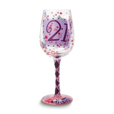 Curata Hand-Painted 21st Birthday Wine Glass