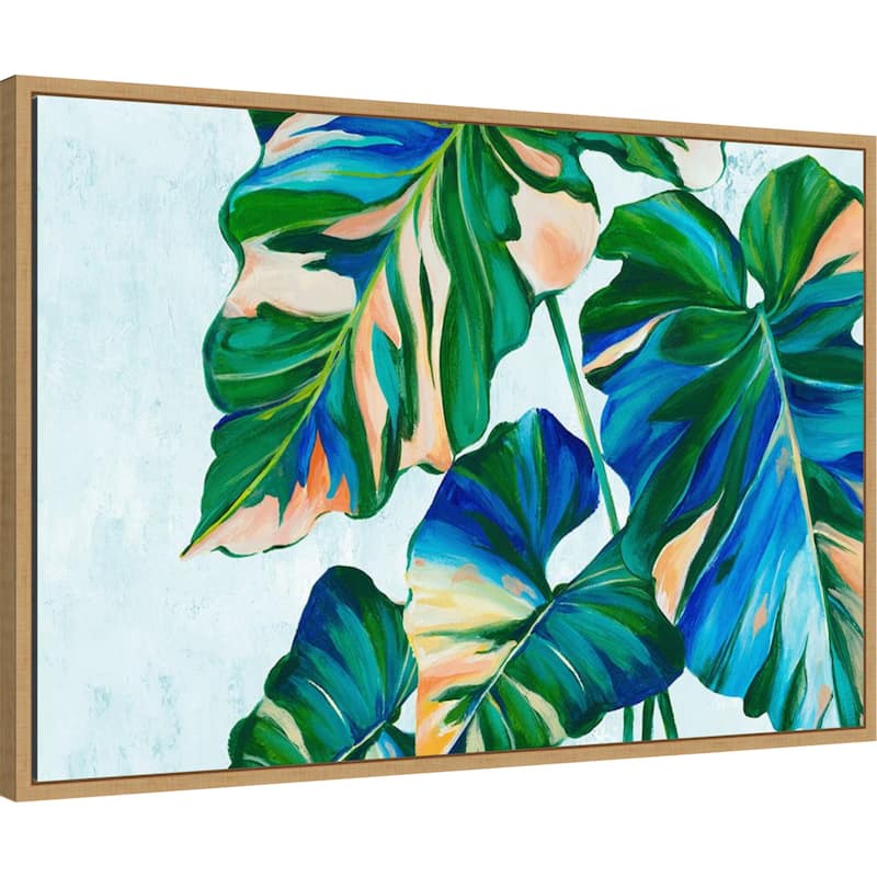 Blue Tropical Leaves I by Alex Black Framed Canvas Wall Art Print ...