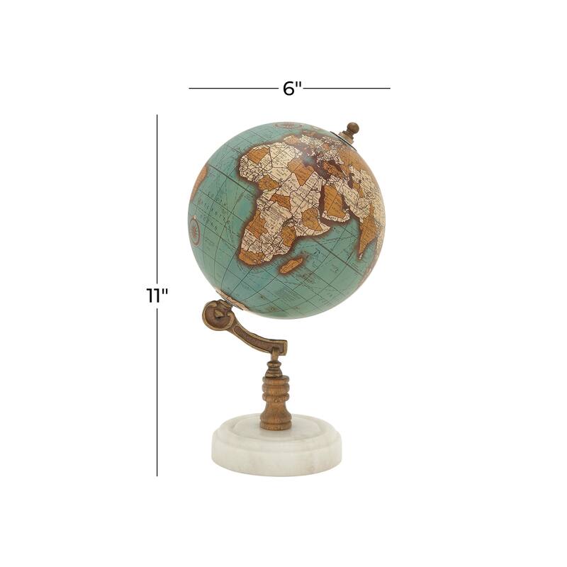 Marble Globe with Marble Base - Teal, White, Black - Roche River Decor