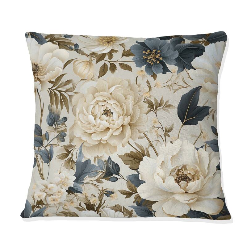 Designart "Vintage Flora I" Plants Printed Throw Pillow