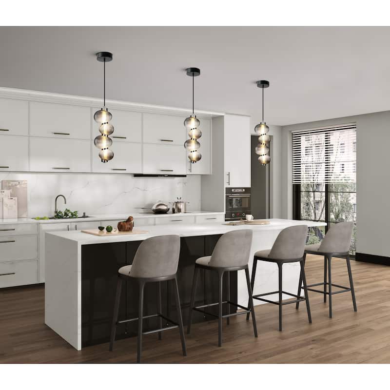 Artcraft Ariel Integrated LED Pendant - Chrome with Black Accent - 17.8" H