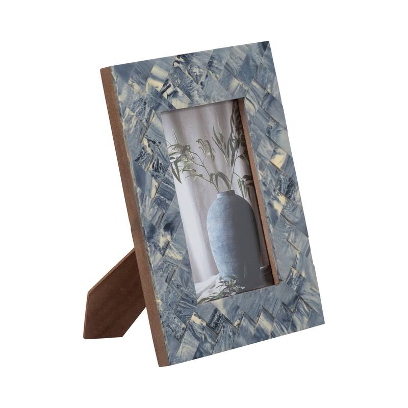 Sagebrook Home Resin, Woven Photo Frame, Blue/Ivory, Rectangle, Woven, Perfect for Home Decor Accessories