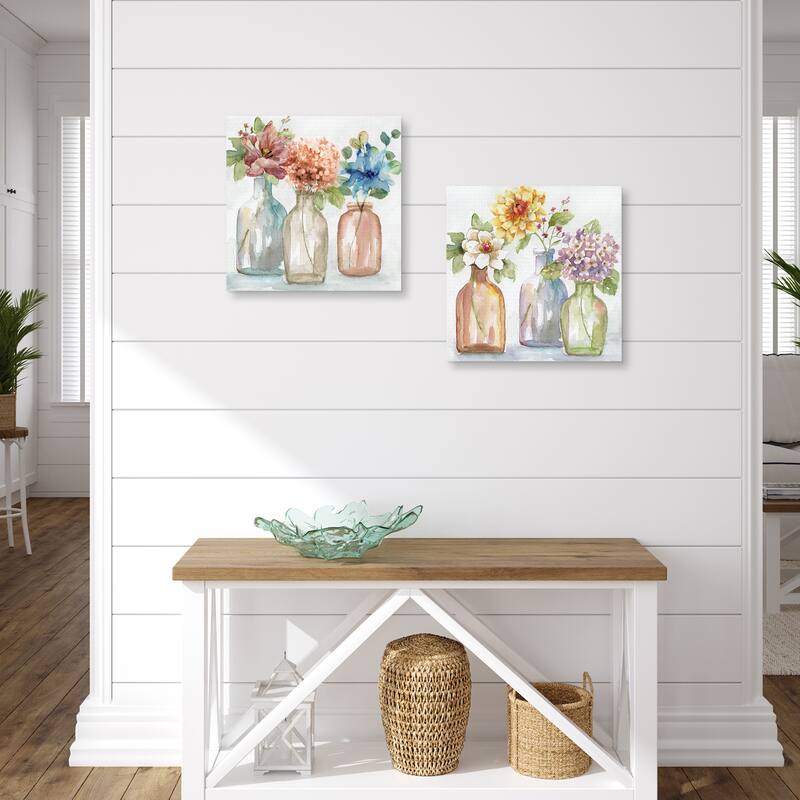 Pastel Country Flowers, Pastel Farm Flowers by Nan Canvas Art Prints