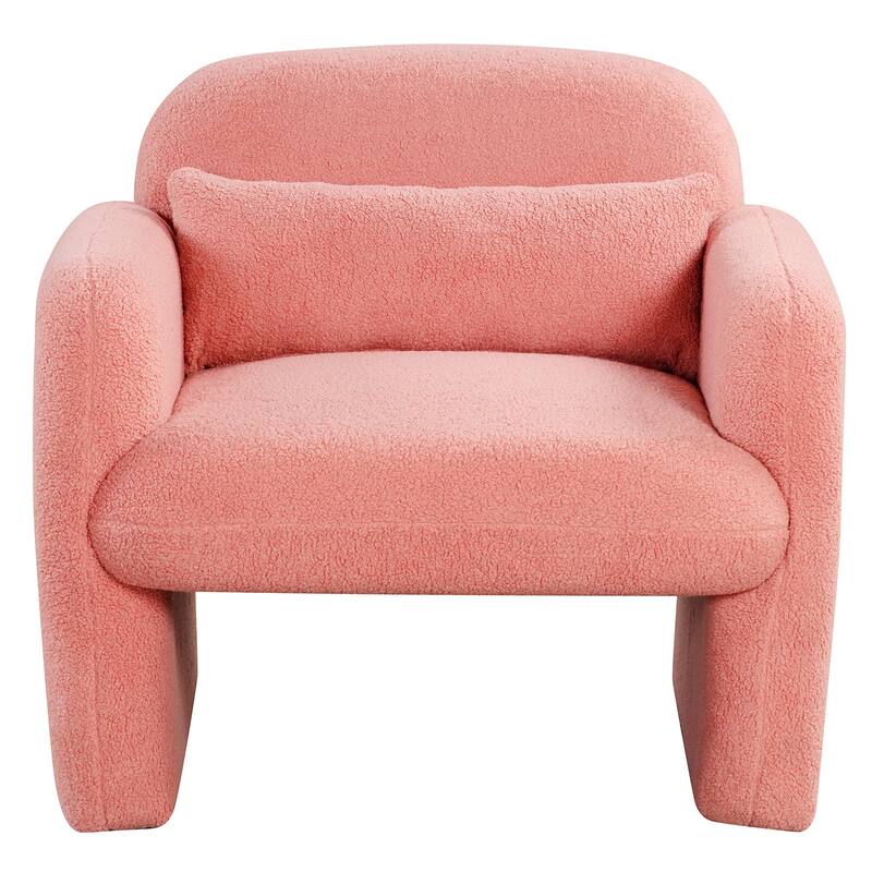 Gymax 2PCS Modern Accent Chair Sherpa Fabric Upholstered Armchair w/