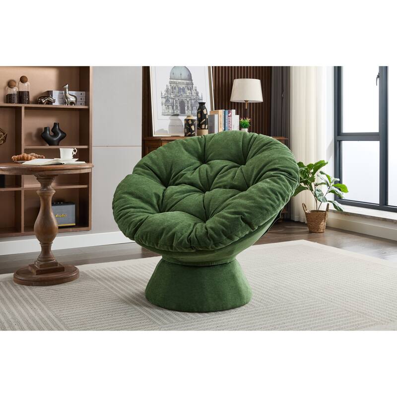 Oversized Swivel Accent Chair, 360-Degree Swivel Barrel Chair, Papasan Chair for Living Room and Bedroom Comfort - Dark Green