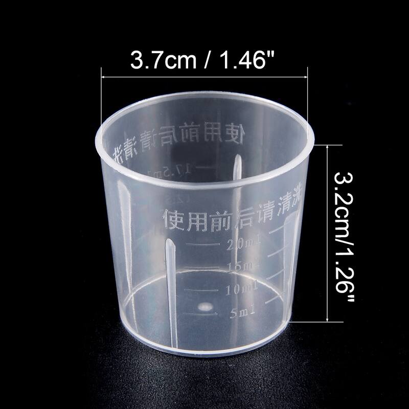 20pcs Measuring Cup Labs PP Plastic Graduated Beakers 20ml - Transparent