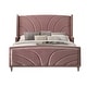 preview thumbnail 2 of 4, Kerith Modern Wood Queen Size Bed, Wingback Frame, Pink Velvet, Chrome Legs