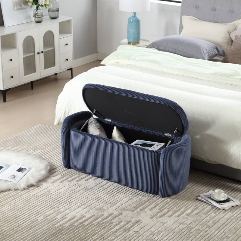 Entryway Upholstered Fabric Storage Ottoman