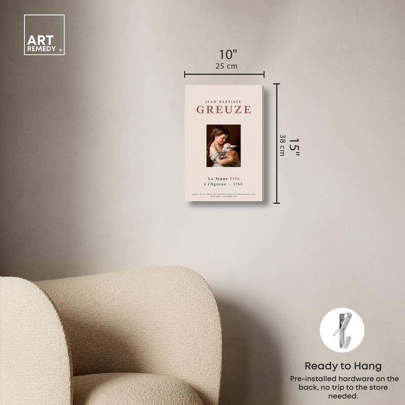 Girl and Her Lamb Canvas by Art Remedy, Gallery Wrapped