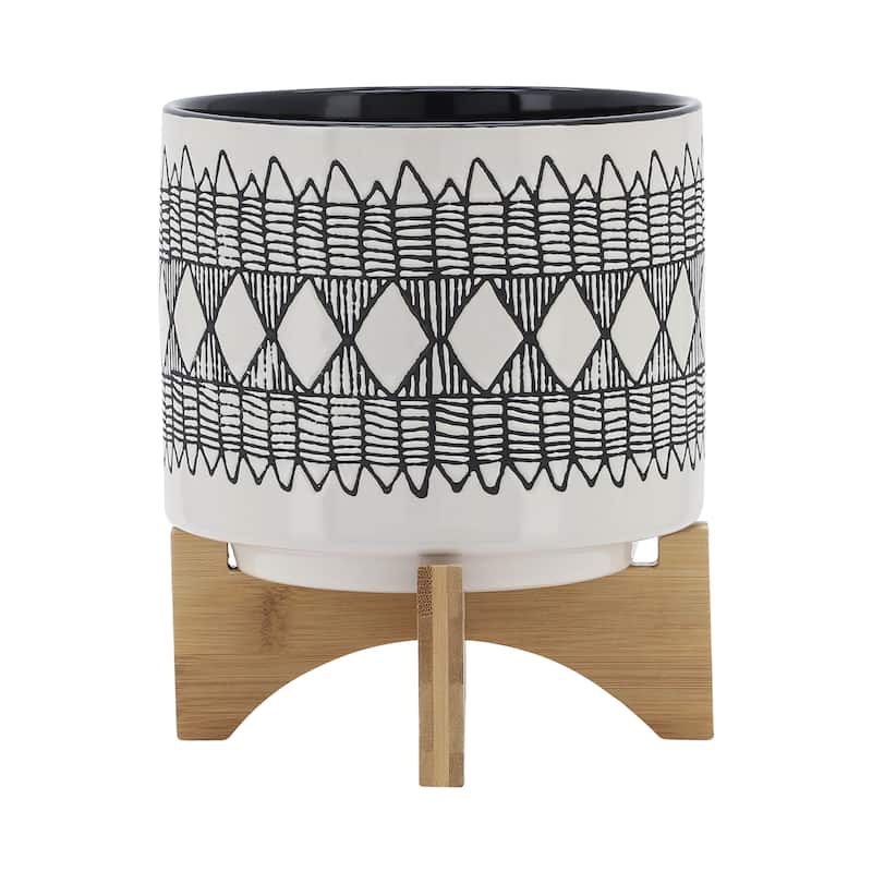 Sagebrook Home Abstract Ceramic Planter on Stand Indoor/Outdoor