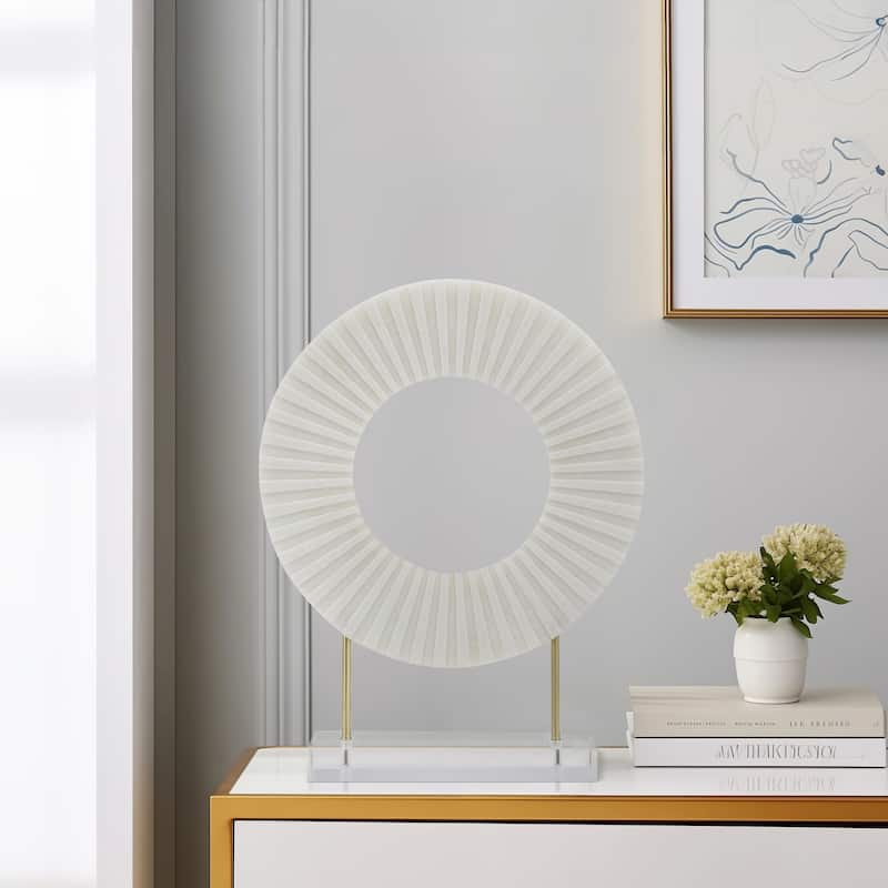 Sagebrook Home's Stunning 18" Gabella Statuary Chic White Resin, Acrylic Accent, Iron Base Decorative Object - 14" x 4" x 18" - White - 14" x 4" x 18"