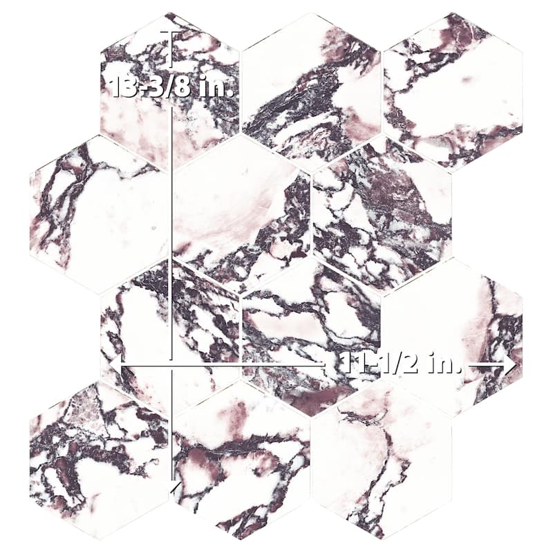 Merola Tile Touche 4" Hex Rubis 11-3/4" x 13-5/8" Porcelain Mosaic Floor and Wall Tile - (1 Tile)