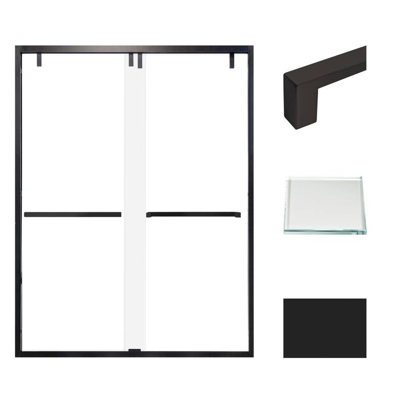Transolid EBPT608010L-S 80" High x 60" Wide Bypass Frameless Shower - Matte Black