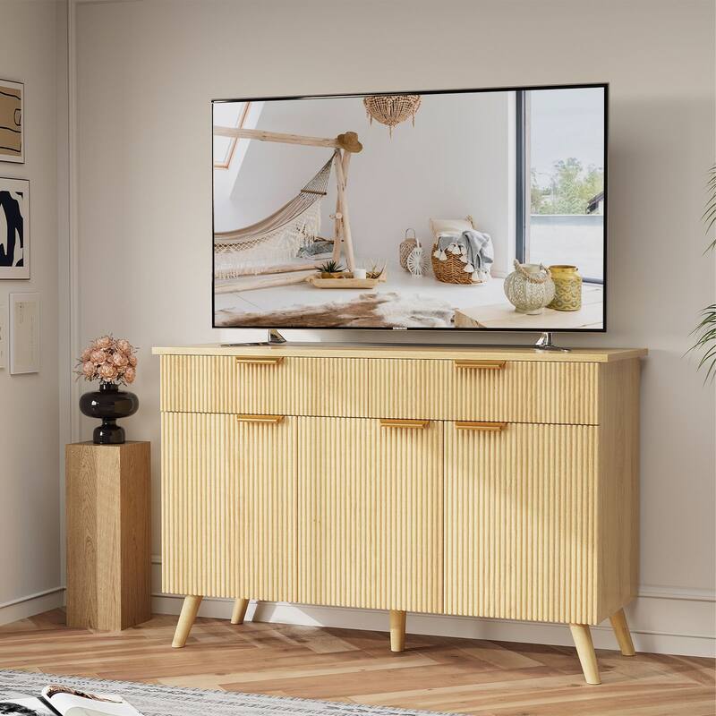 Gymojoy Sideboard Buffet Cabinet Storage, Modern Buffet with 3 Doors & 2 Drawers, Adjustable Shelves for Kitchen, Living Room