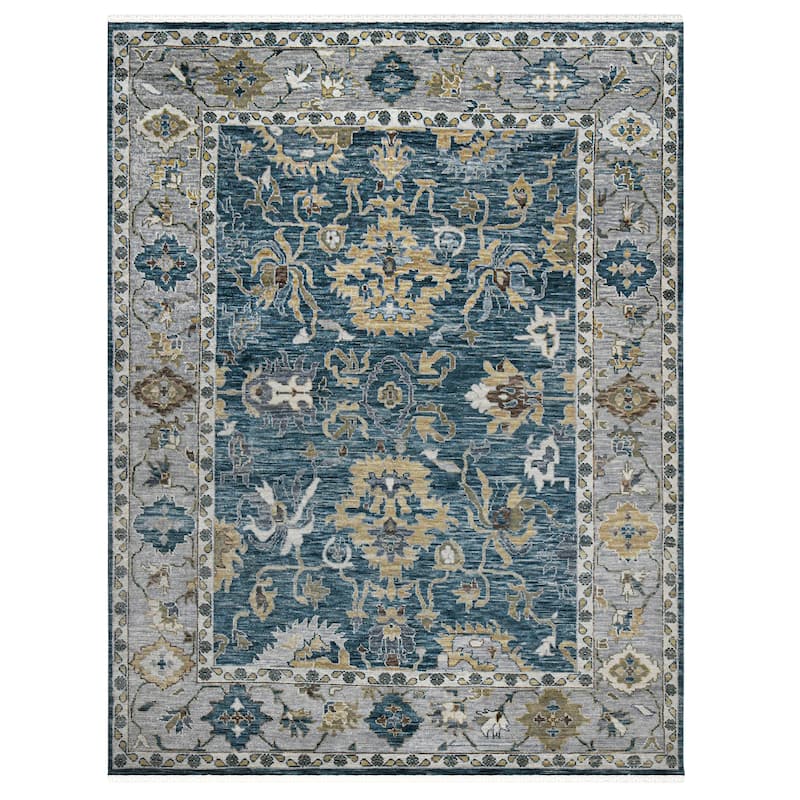 Brylynn Spalding Blue Hand-Knotted Wool Area Rug