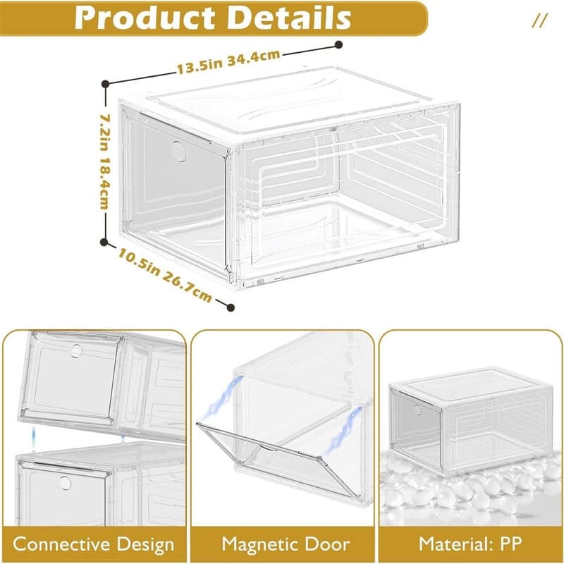 Clear Shoe Storage Organizer with Magnetic Door