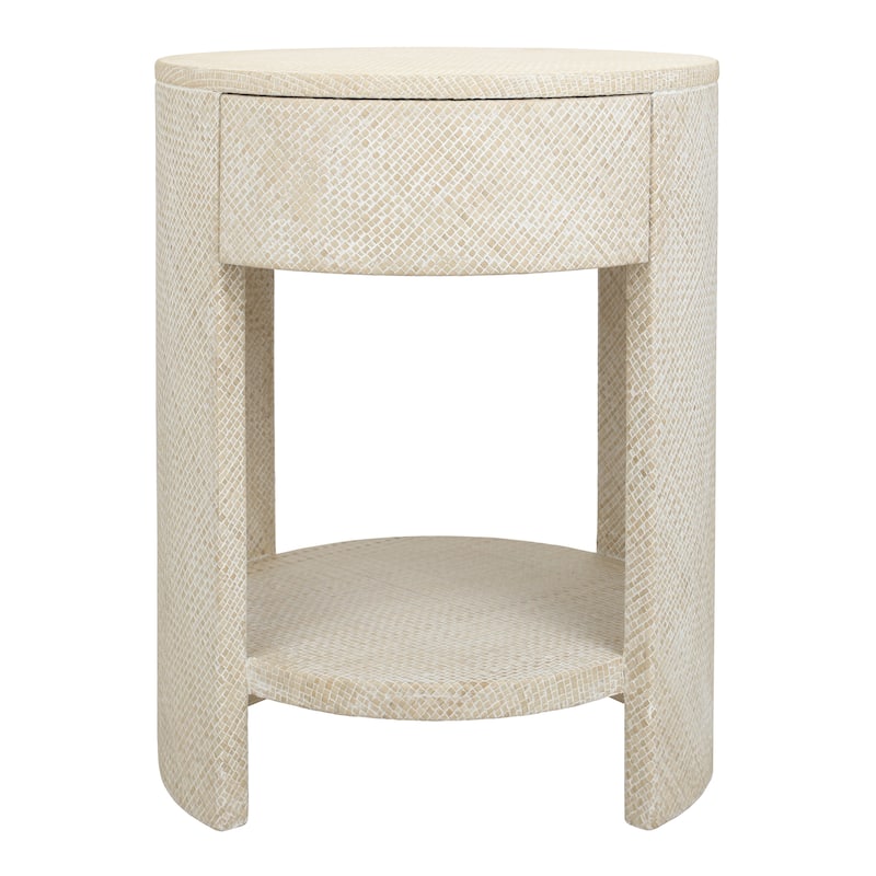 NPD Furniture Zivon Round Nightstand with 1 Drawer and Open Shelf