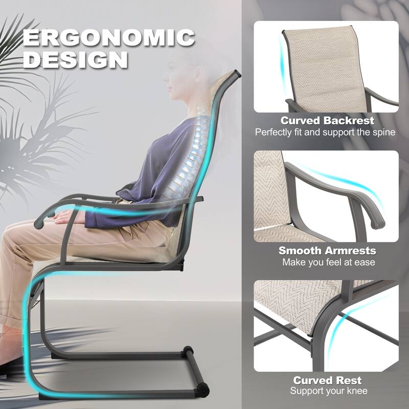 Outdoor Patio Dining Chairs, Breathable Textilene, Iron Frame