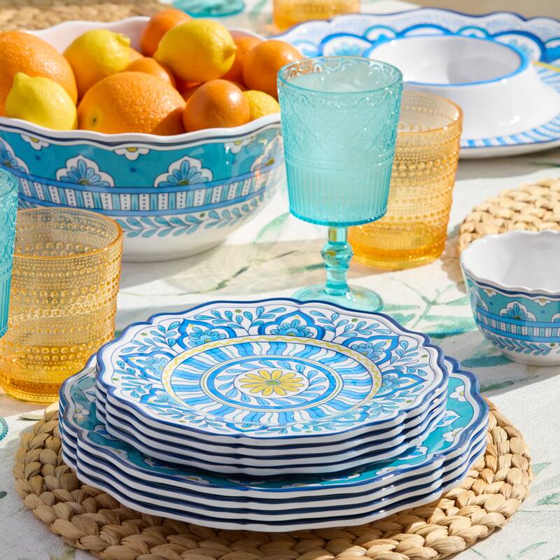 Certified International Porto Melamine 9" Salad/Dessert Plates, Set of 4 - 9.00"L x 9.00"W x 0.50"H
