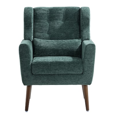 Wingback Arm Chair,Chenille Fabric Accent Chair with Solid Wood Legs