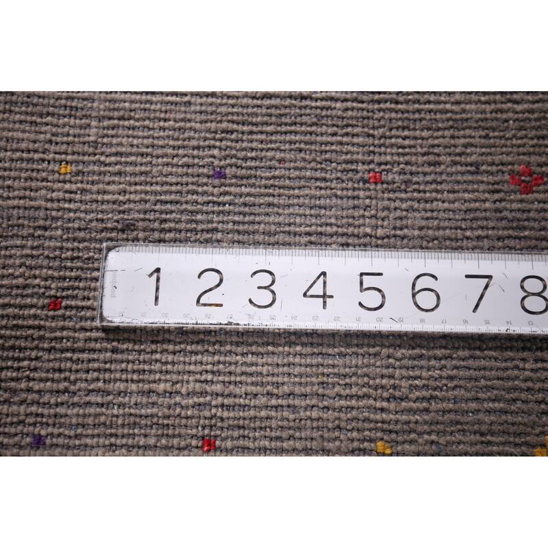 Striped Gabbeh Indian Square Area Rug Hand-Knotted Wool Carpet - 9'9"x 9'9"