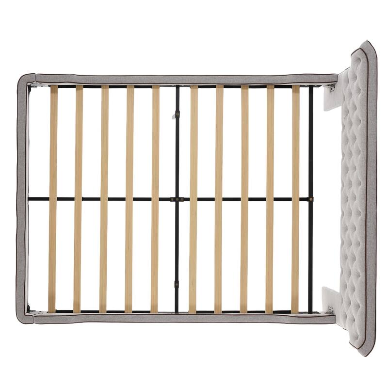 Christopher Knight Home - Aveline Modern Upholstered Platform Bed with Curved Back Headboard and Button Tufted Design