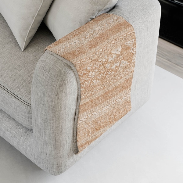 slide 2 of 6, Premium Machine Washable Boho Moroccan Sherpa Throw Blanket Copper - 4'2" x 5'10"