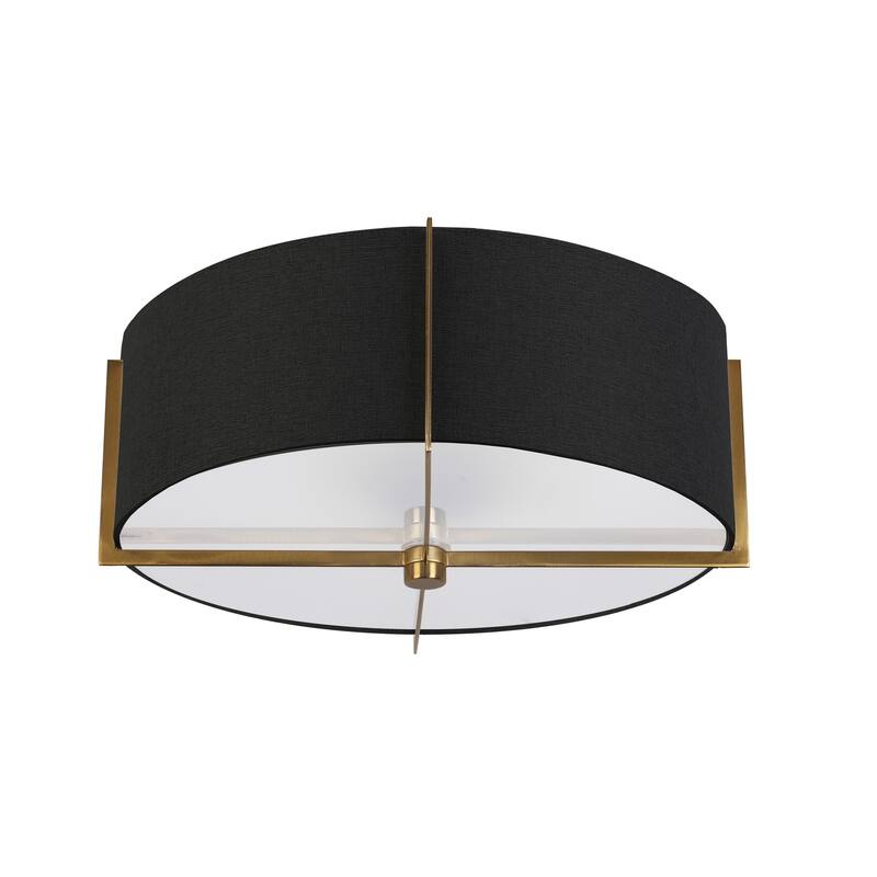 3-Light Semi-Flush Mount Ceiling Light - Brass & Black Farmhouse Style - 15