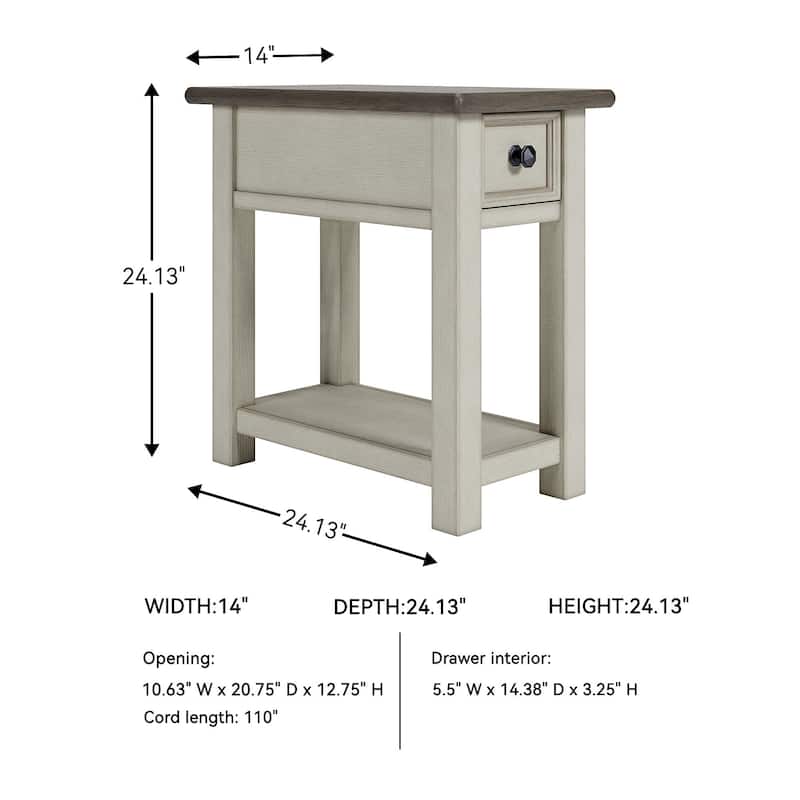 Signature Design by Ashley​ Bolanburg Casual Chair Side End Table, Gray/Antique White - 24"W x 14"D x 24"H