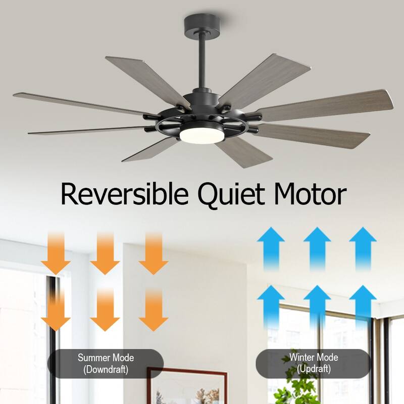 WINGBO 80-inch 8-Blades Indoor DC Motor Ceiling Fan With LED Light and Remote Control