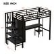 preview thumbnail 18 of 22, Twin Size Bed Frame Metal Loft Bed with Desk, Shelf, Built-in Wardrobe and Storage Staircase for Children, Boys and Girls