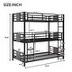 preview thumbnail 6 of 7, Twin Size Metal Triple Bunk Bed, with Wood Decoration Footboard and Headboard and Full-length Guardrail