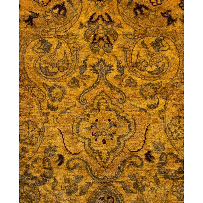 Overdyed One-of-a-Kind Hand-Knotted Area Rug - Yellow - 4' 2" x 6' 3"