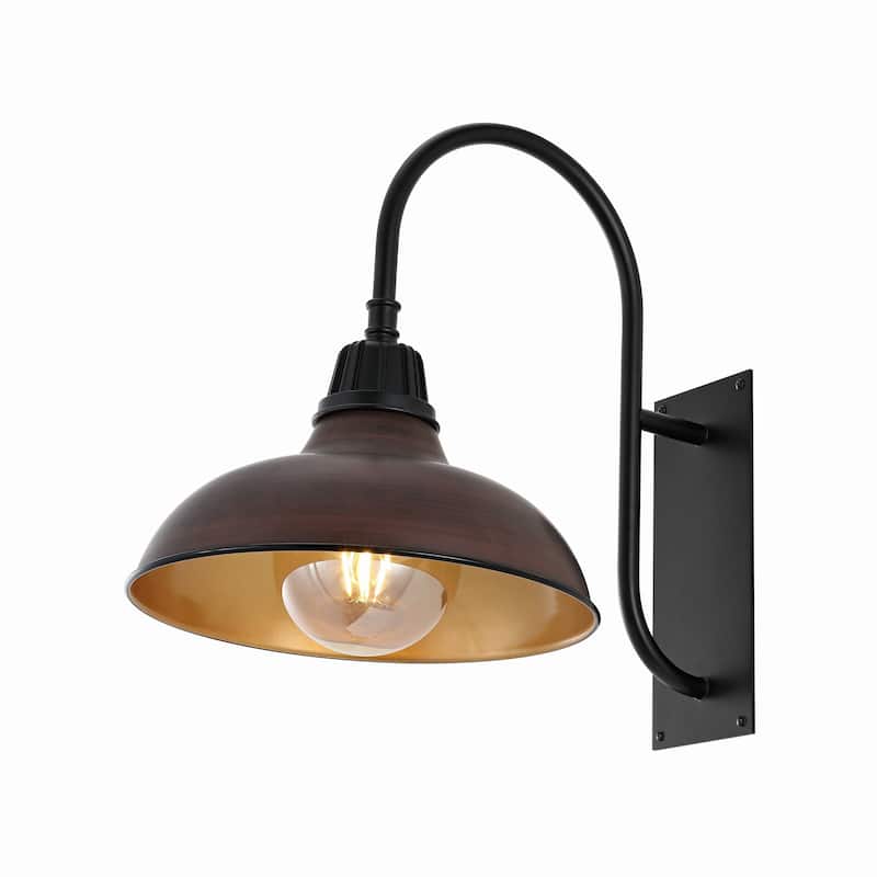Wallace 12.25" Indoor/Outdoor LED Gooseneck Arm Sconce, By JONATHAN Y - 12.25 - Wood Finish