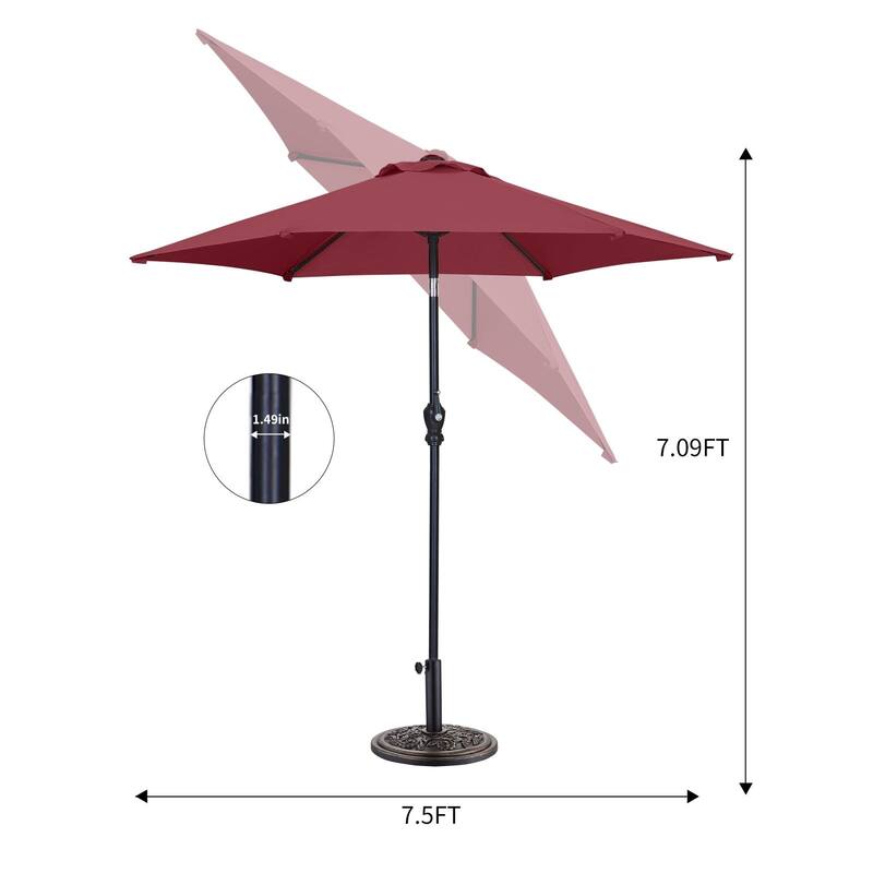 Autlaycil 7.5ft Outdoor Patio Umbrella with Tilt & Crank Base included