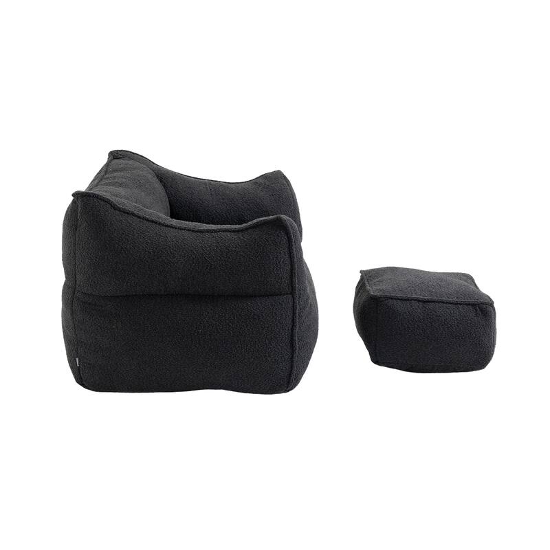 Bean Bag for Adults Chair Lazy Sofa Boucle Single Gaming Sofa Chair Accent Floor Soft Lounge Chair Leisure Chair with Ottoman