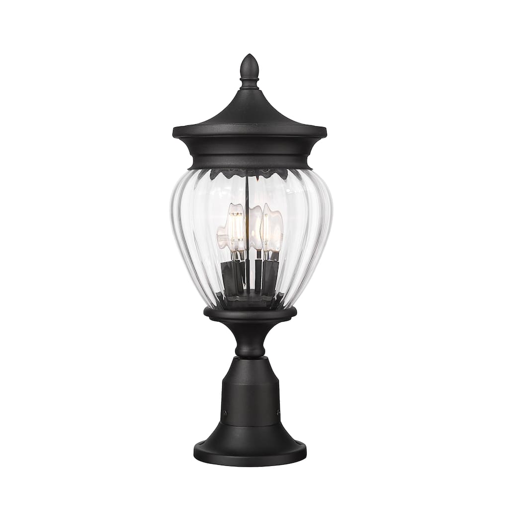 Davina 3 Light Outdoor Pier Mounted Fixture in Black