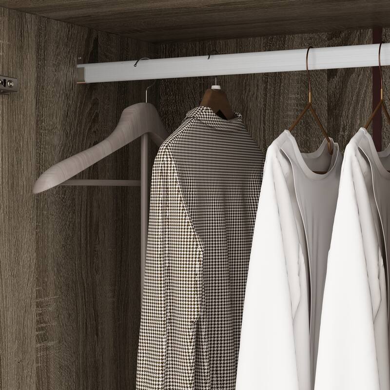 Large Storage Wardrobe Versatile Rattan Door Closet with Deep Drawers