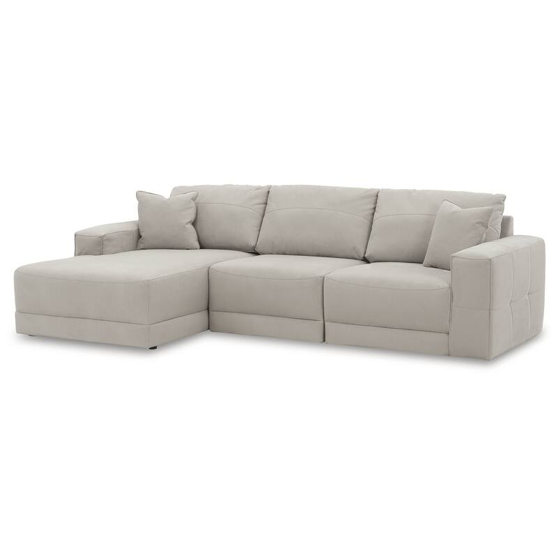 Signature Design by Ashley Next-Gen Gaucho Light Gray 3-Piece Sectional Sofa with Chaise - 113" W x 68" D x 36" H