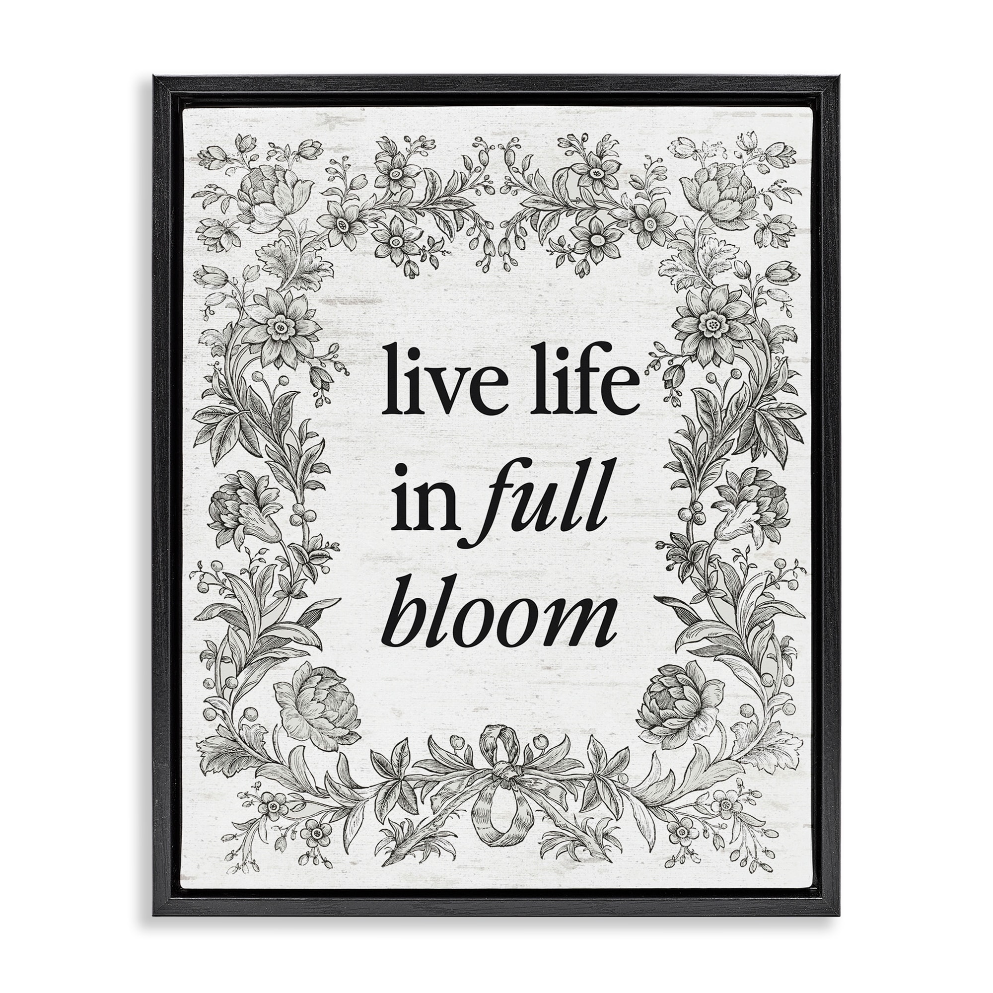 Stupell Vintage Life In Full Bloom Framed Floater Canvas Wall Art Design By Lettered and Lined