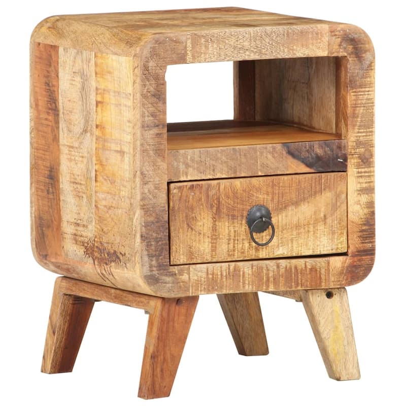 vidaXL Cabinet Nightstand Side End Table with Solid Wood Legs for Bedroom - 11.8" x 11.8" x 16.1"
