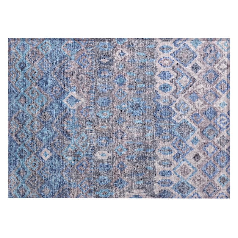 Machine Washable Indoor/ Outdoor Boho Moroccan Chantille Rug