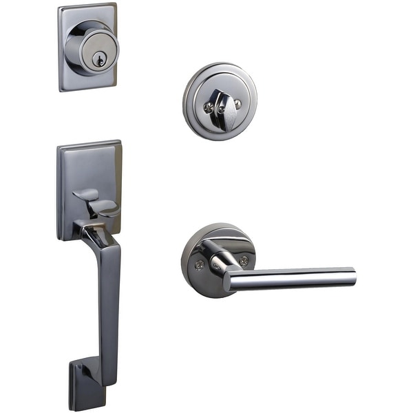 Design House 581934 Moderno Sectional Single Cylinder Keyed Entry Handleset with Eastport Lever - Polished Chrome