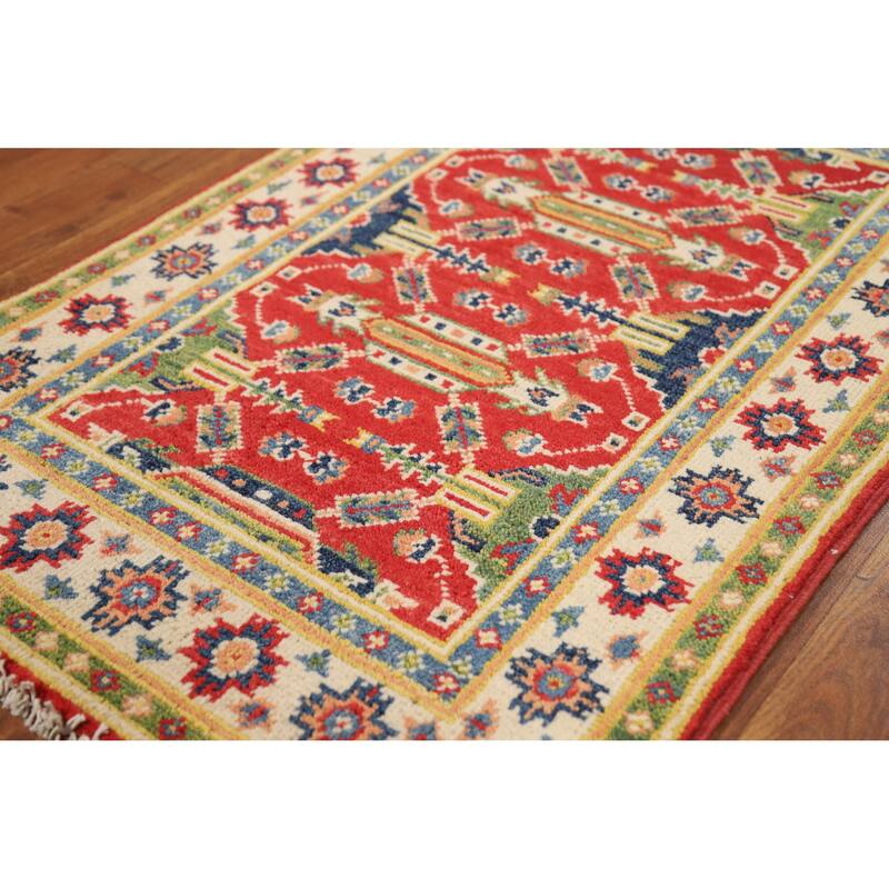 Traditional Red Kazak Oriental Rug Handmade Wool Carpet - 2'0"x 3'0"