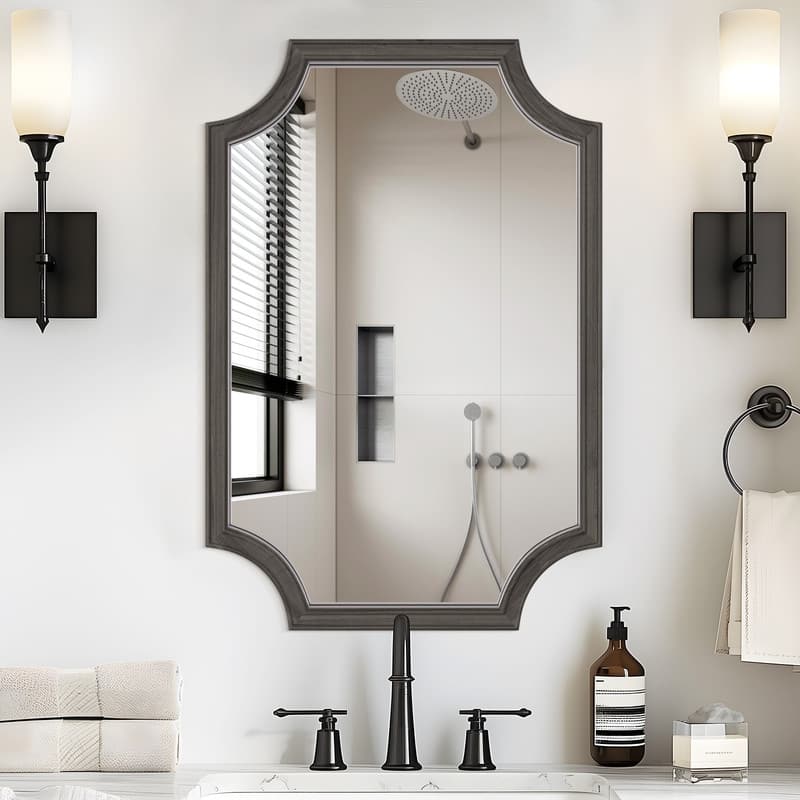 Full Scalloped Corners Arch Square Mirror